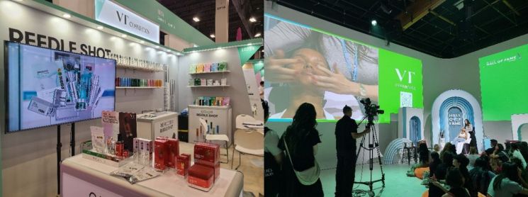 왼쪽부터 미국 코스모프로프, LA K-beauty Hall of Fame에 참여한 브이티.
