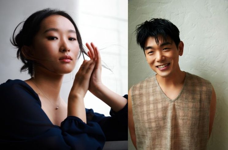 하이브 아메리카가 미국 영화 제작사인 파라마운트 픽처스와 함께 K팝을 주제로 한 영화를 제작한다고 22일(미국 현지시간) 밝혔다. 주연을 맡은 배우 유지영(왼쪽)과 에릭 남. 하이브 제공
