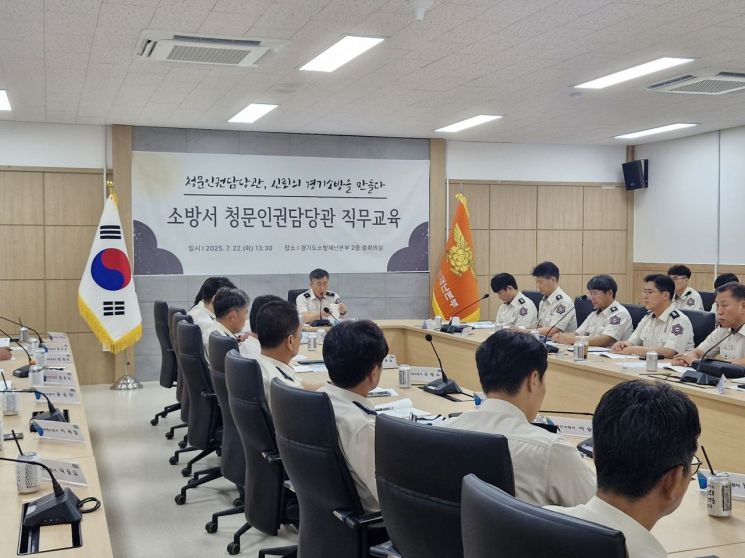 경기도소방재난본부가 22일 도내 소방관서 감찰관리자인 청문인권담당관을 대상으로 직무교육을 실시했다. 경기도소방재난본부 제공