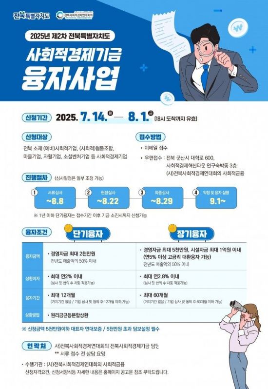 2025년 제2차 전북특별자치도 사회적경제기금 융자사업 포스터. 전북도 제공