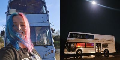 2층 버스를 개조해 집과 도서관을 만든 영국 여성 [이미지 출처=스테프 린지 인스타그램 캡처]