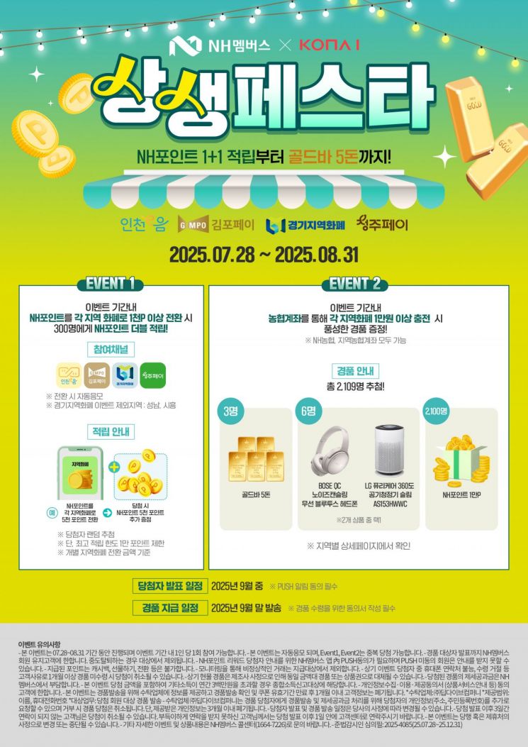 농협은행, 경기·인천·청주 지역화폐 NH포인트 연계 혜택 제공