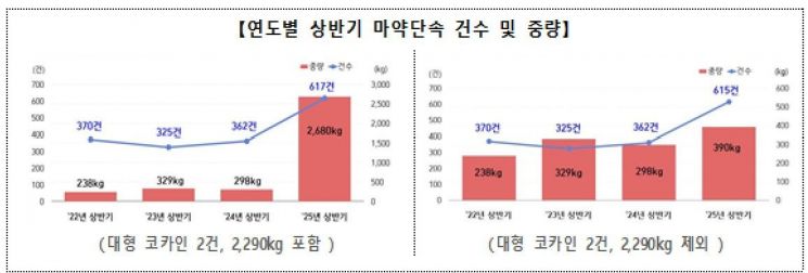 올 상반기 국경단계서 '617건·2680㎏' 마약 적발