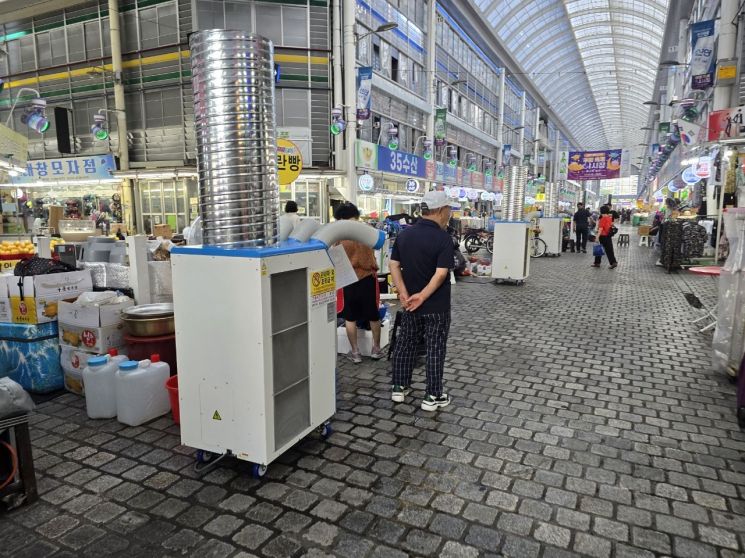 "Stay Cool While Shopping: Air Coolers Operate in Traditional Markets"