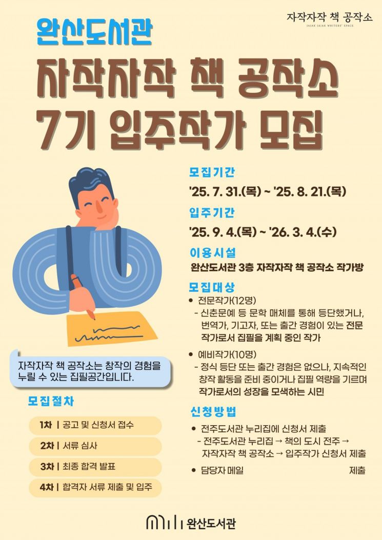 전주시, '자작자작 책 공작소' 입주작가 모집