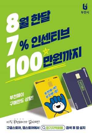 '부천페이' 8월 구매한도 100만원으로 확대…캐시백 최대 7만원