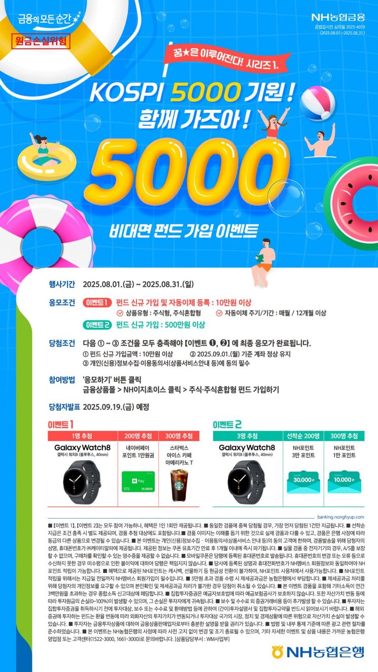 농협은행, 코스피 5000 기원 비대면 펀드 가입 이벤트