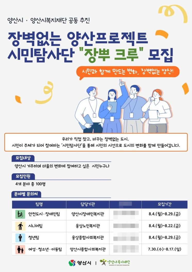 장벽없는 양산프로젝트 시민탐사단 모집 안내.