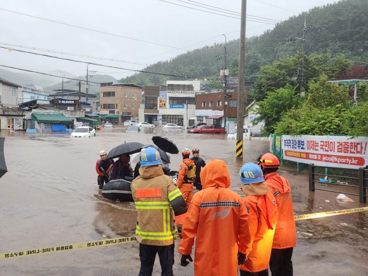 지난달 17일 대구시 북구 노곡동 침수 현장.