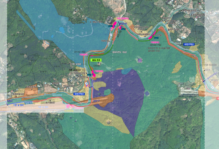 왕방계곡 숲길(트레일 조성) 구간도. 동두천시 제공
