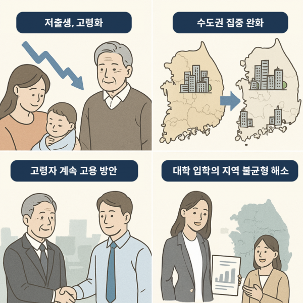 한국은행 구조개혁 보고서의 주요 주제(챗GPT로 이미지 생성). 한은 블로그