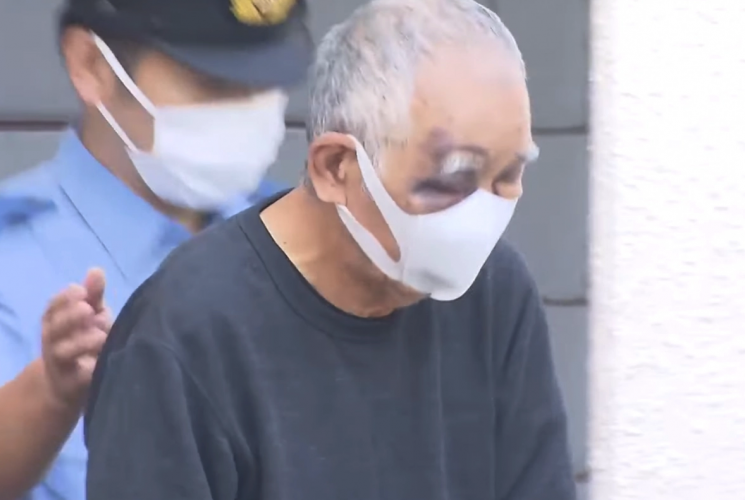 일본에서 아들을 살해하려 한 혐의로 체포된 70대 남성 A씨. 후지TV