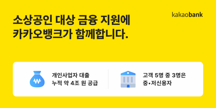 카카오뱅크, 개인사업자 대출 누적 4조 지원