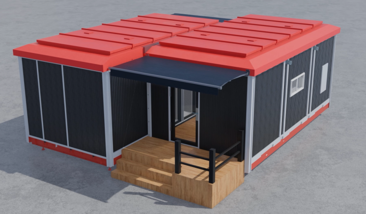건설연이 개발한 임시 주거 시설용 폴더블 모듈러. 한국건설기술연구원 제공