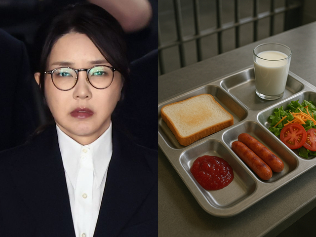 윤석열 전 대통령 부인 김건희 여사와 구치소 식단을 가상으로 표현한 이미지. 공동취재단, 챗GPT