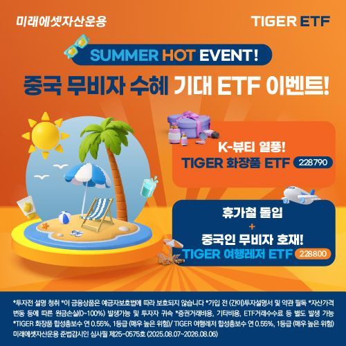 TIGER 여행레저·TIGER 화장품 ETF, 이벤트 진행