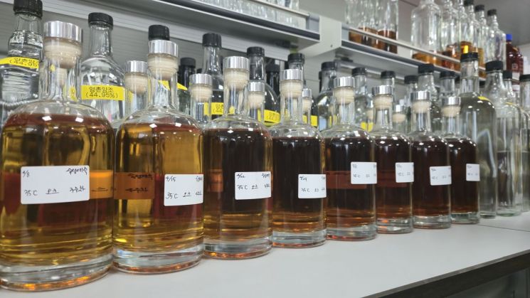 Whiskey samples under research at the Korea Food Research Institute.