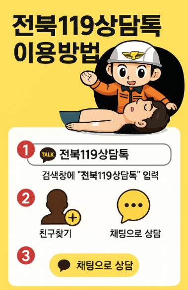 전북119상담톡 이용방법. 전북소방본부 제공