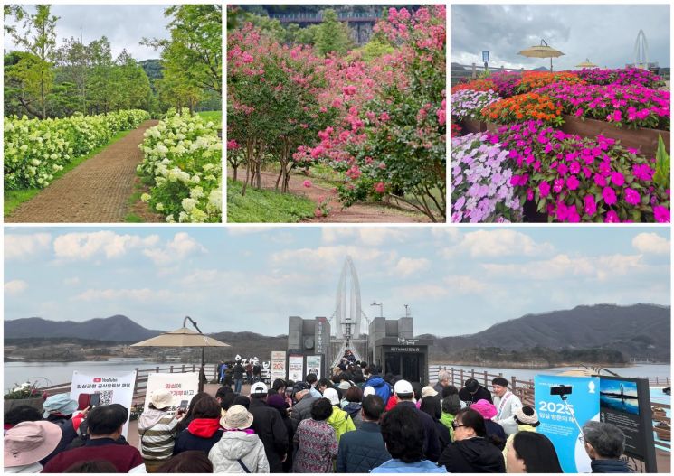 임실군의 대표관광지 옥정호 출렁다리 및 붕어섬 생태공원이 오는 19일 재개장한다. 임실군 제공