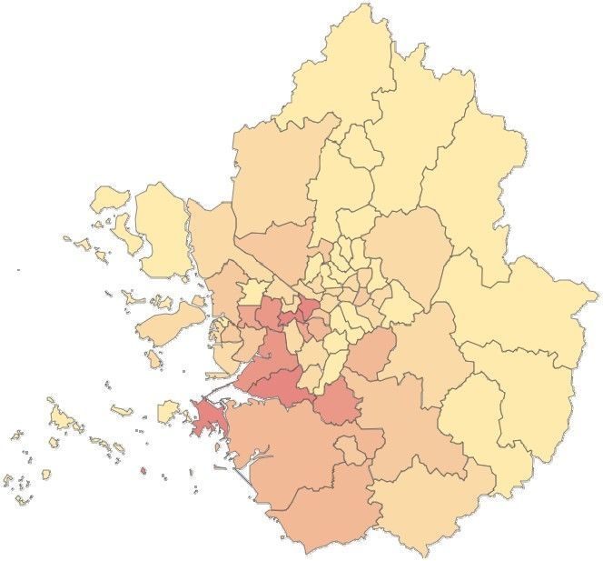 시군구별 외국 국적 장애인 거주 현황. 이민정책연구원 연합뉴스