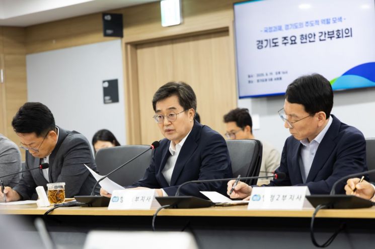 김동연 경기도지사가 19일 '경기도 주요현안 간부회의'를 주재하고 있다. 경기도 제공