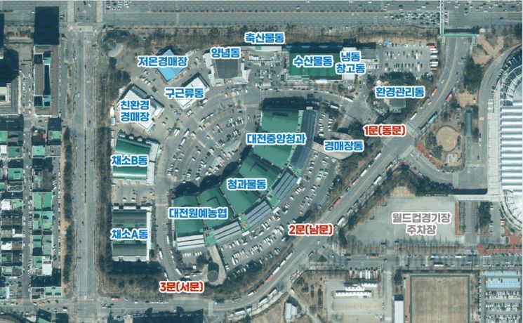 노은도매시장 배치도(사진=대전시 제공)