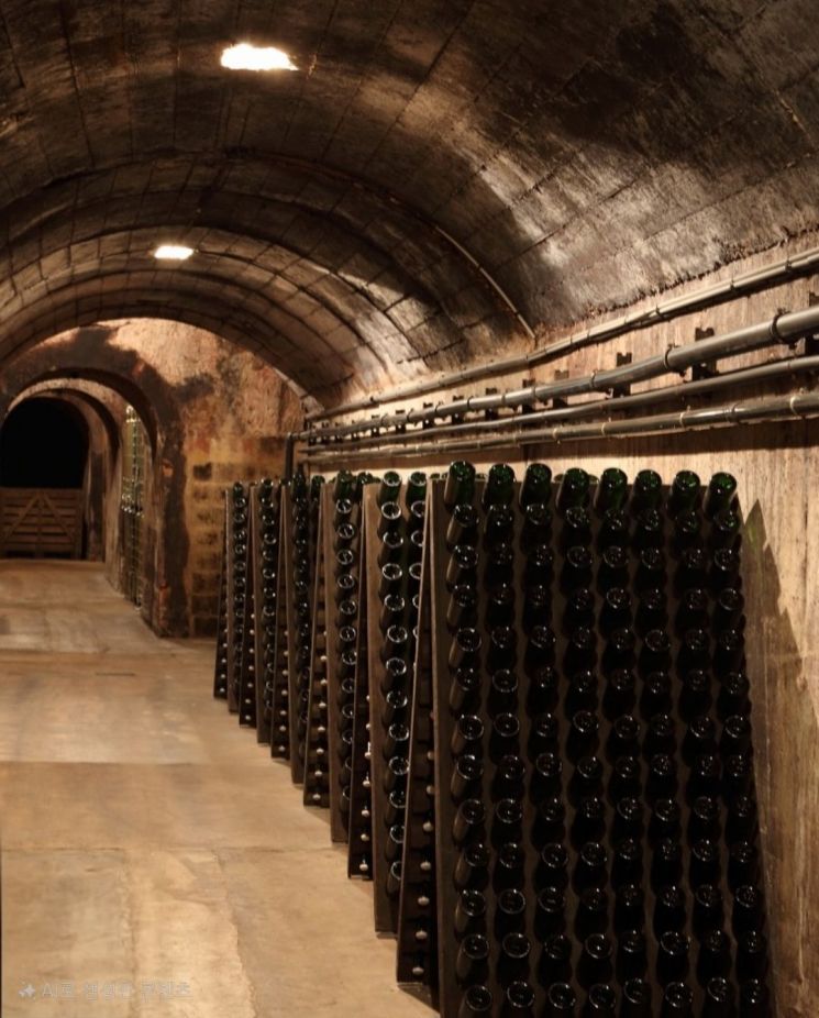 '도멘 보셰(Domaine Bauchet Champagne)'의 지하셀러 전경.
