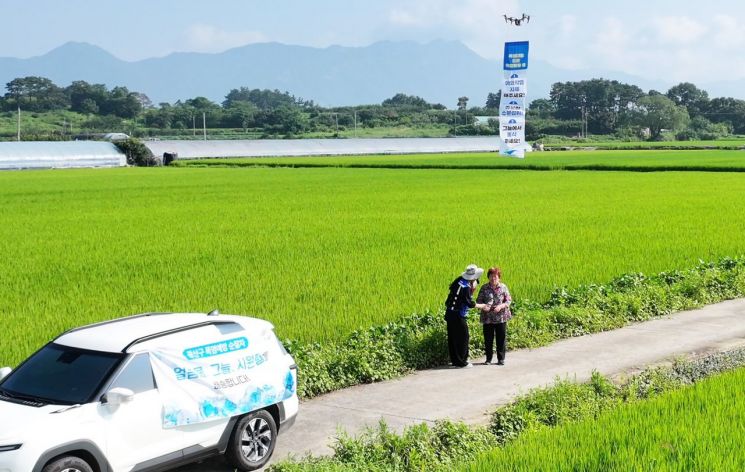 광주 광산구가 폭염 예방을 위해 농촌 들녘에서 무인기 예찰과 순찰 활동을 진행하고 있다. 광산구 제공