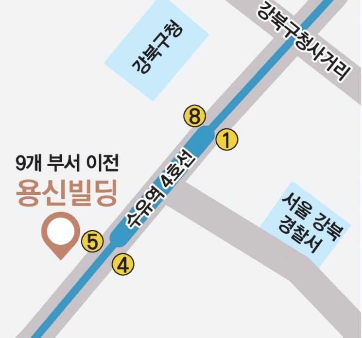 용신빌딩 위치도. 강북구 제공.