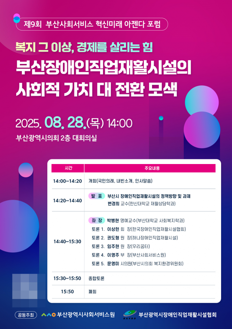 Busan Social Service Institute and Busan Association of Vocational Rehabilitation Facilities for the Disabled to Host 9th Innovation Future Agenda Forum