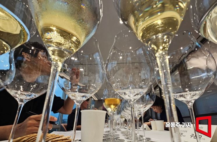 전 세계의 다채로운 와인을 한자리에서 만날 수 있는 '2025 글로벌 와인 앤 푸드 트립'이 28일 서울 여의도 메리어트 호텔에서 열렸다. 행사에 참석한 주요 유통업체 와인 소믈리에들이 블라인드 테이스딩을 하고 있다. 2025.08.28 윤동주 기자