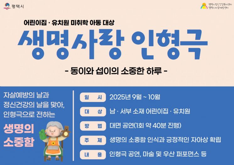 평택시, 미취학 아동 대상 '생명사랑 인형극' 순회공연 개최