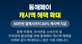 동해시, 추석맞이 동해페이 인센티브 20% 특별 상향