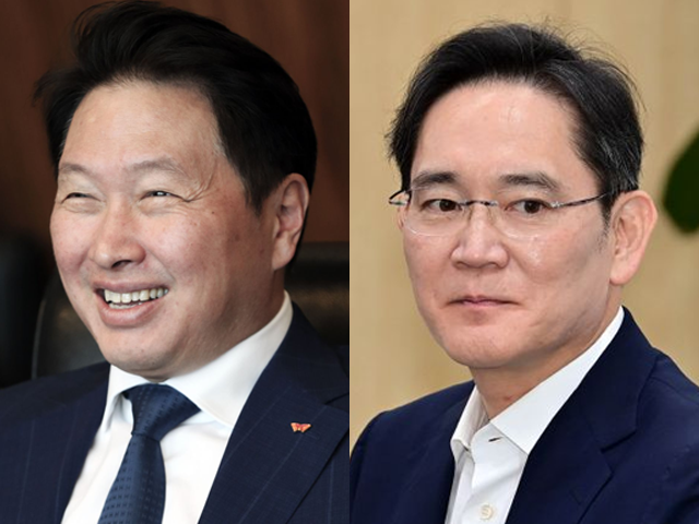 최태원 SK그룹 회장, 이재용 삼성전자 회장. 아시아경제DB