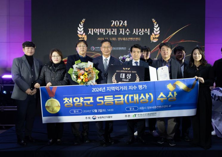 지난해 지역 먹거리 지수 평가에서 대상 수상하는 모습/청양군