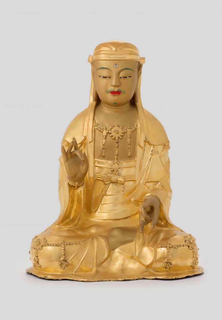 합천 해인사 금동관음지장보살이존좌상 및 복장유물[사진=국가유산청 제공]