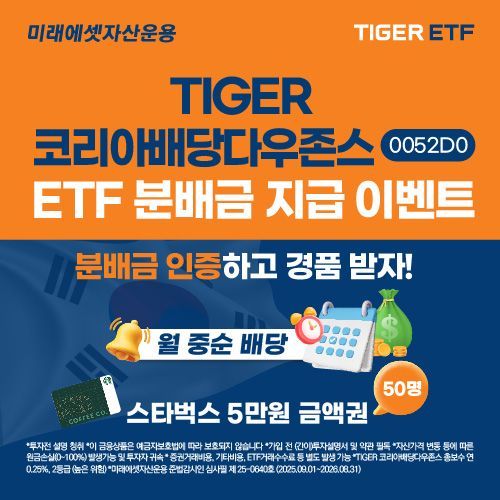 TIGER 코리아배당다우존스 ETF, 순자산 5000억 돌파