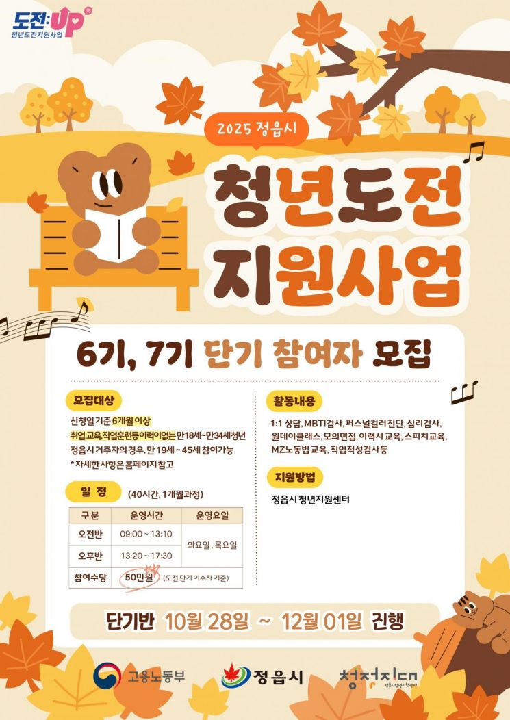 청년도전지원사업 포스터. 정읍시 제공