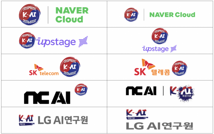 K-AI 엠블럼이 적용된 각사 로고. 과학기술정보통신부 제공