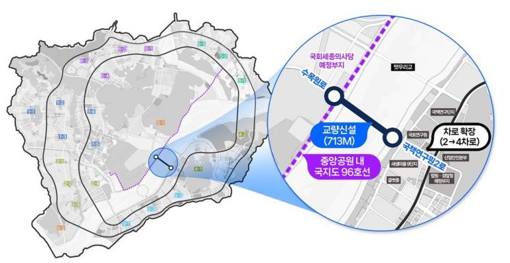 Geumgang Transversal Bridge Construction Location Map. / Graphic provided by the Administrative City Construction Agency