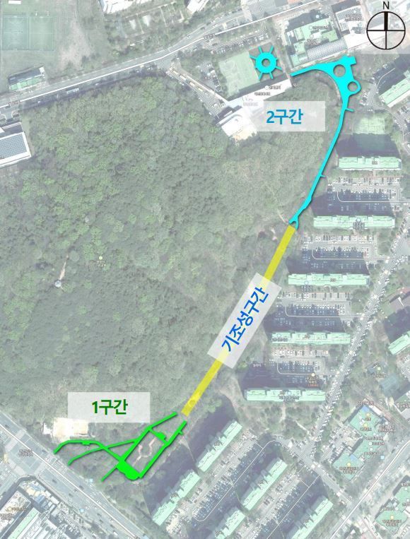 광명 하안동 철망산근린공원 내 정비 대상 산책로. 광명시 제공