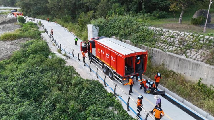 중앙119구조본부, 강릉에 대용량포 방사시스템 장비 지원