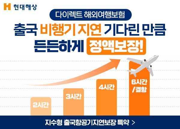 현대해상, 지수형 출국 항공기 지연 보장 특약 출시