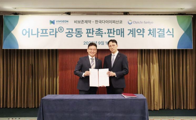 비보존제약, 한국다이이찌산쿄와 '어나프라주' 파트너십 계약