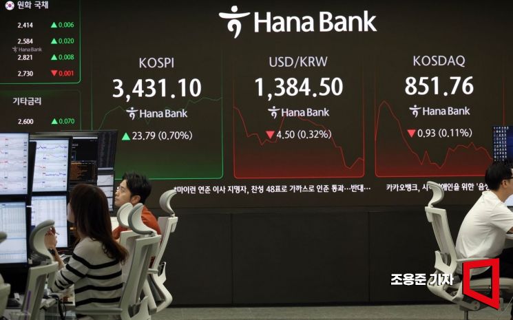 [포토] 장중 3,430 돌파한 코스피