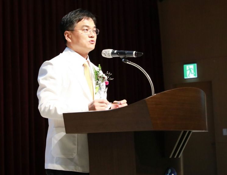 박재형 병원장이 16일 취임식에서 취임사를 하고 있다. /사진= 대외협력홍보팀 제공