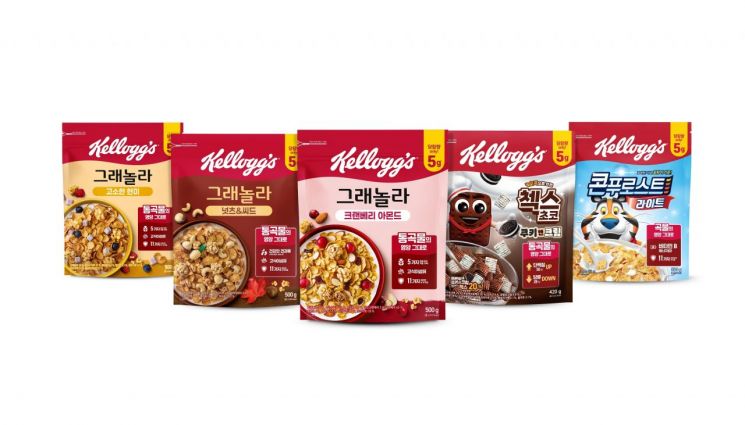 최근 당류 5g 이하로 리뉴얼을 진행한 농심켈로그 제품.