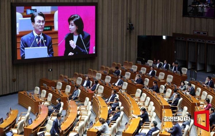 나경원 "李 발언은 中 공산당 모델" 김민석 "뭐가 잘못됐나"[포토] 