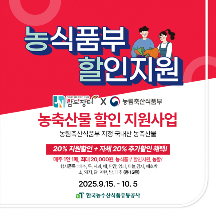 남도장터의 농축산물 할인지원 사업을 알리는 홍보물. 남도장터 제공