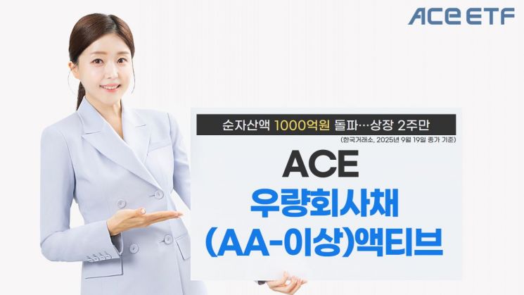 ACE 우량회사채(AA-이상)액티브 ETF, 순자산 1000억 돌파